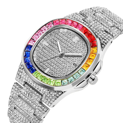 Colored Iced Out Quartz Watch