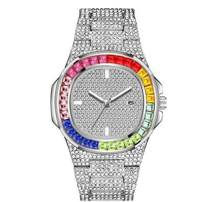Colored Iced Out Quartz Watch